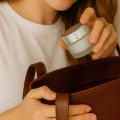 ROHIJALE leakproof lid keeps creams secure during on-the-go routines.