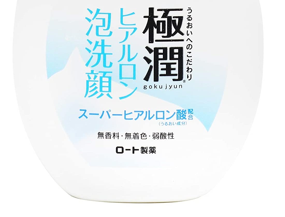 Rohto Hada Labo Gokujyn cleansing foam close-up label shows 160ml
