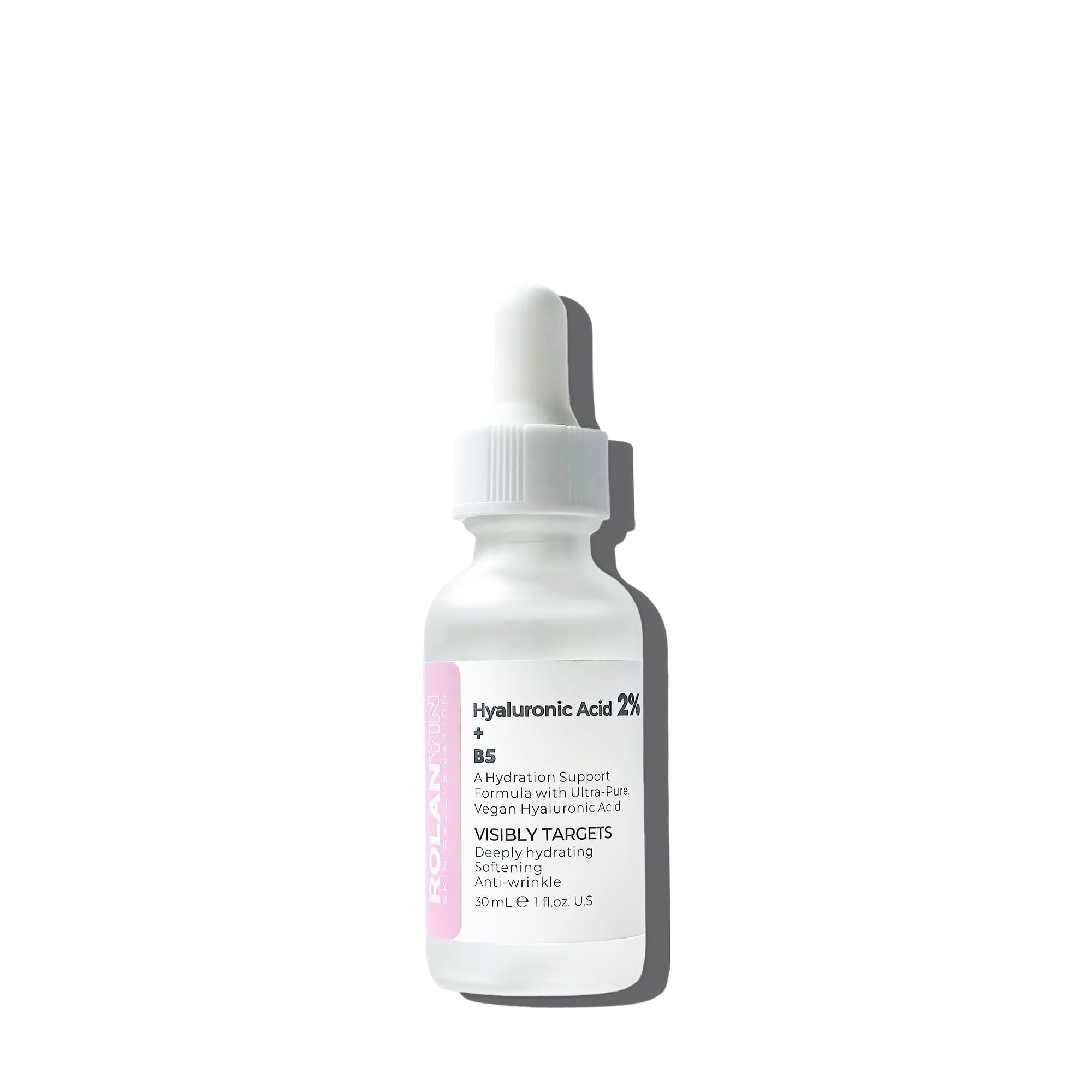ROLANYIN Hyaluronic Acid 2% + B5 serum bottle front showing hydration benefits