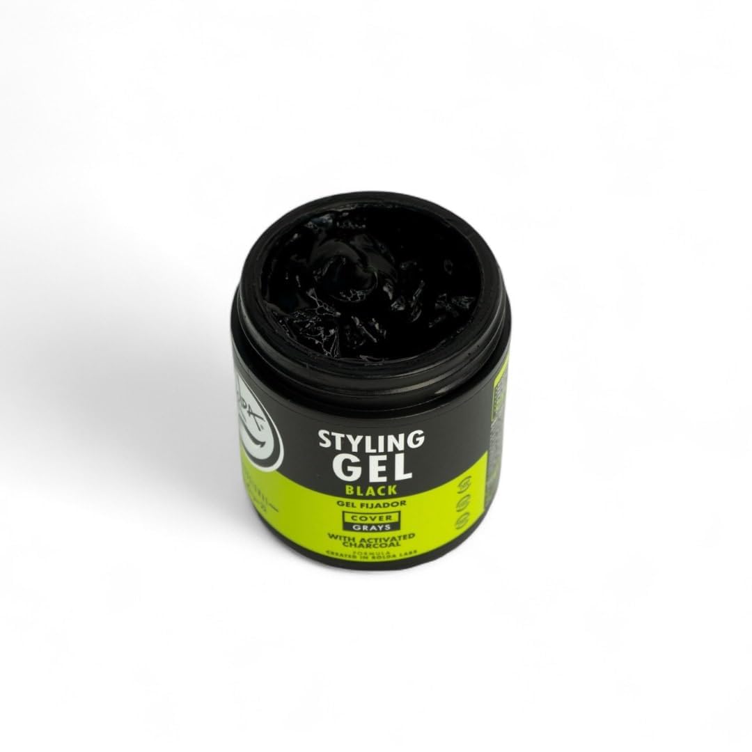 Rolda masculine fragrance gel image with dark hair styling.