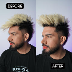 Rolda Midnight Hair Pomade hair texture and application show flexible hold