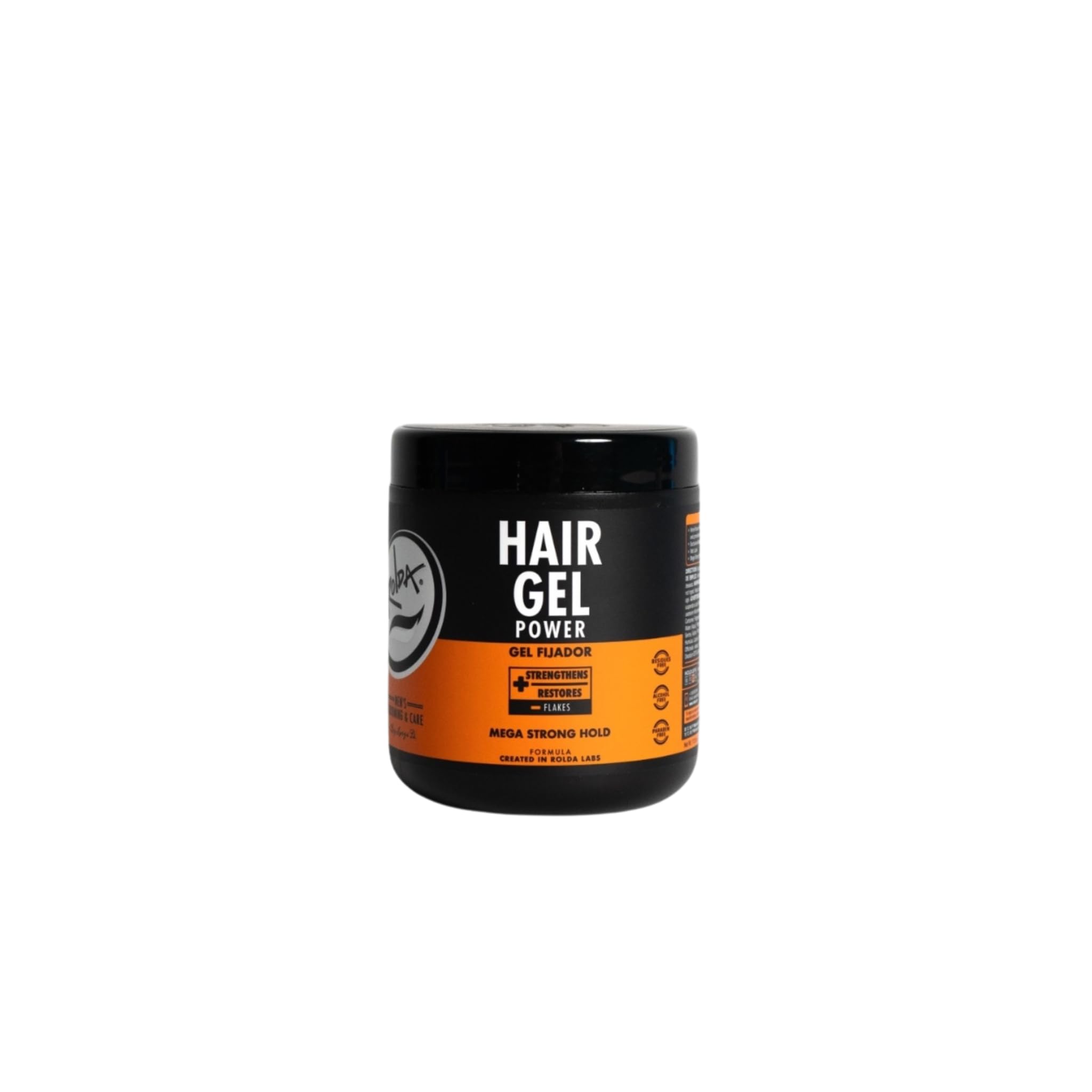 Rolda Power Styling Gel bottle front view showing premium texture and masculine scent.