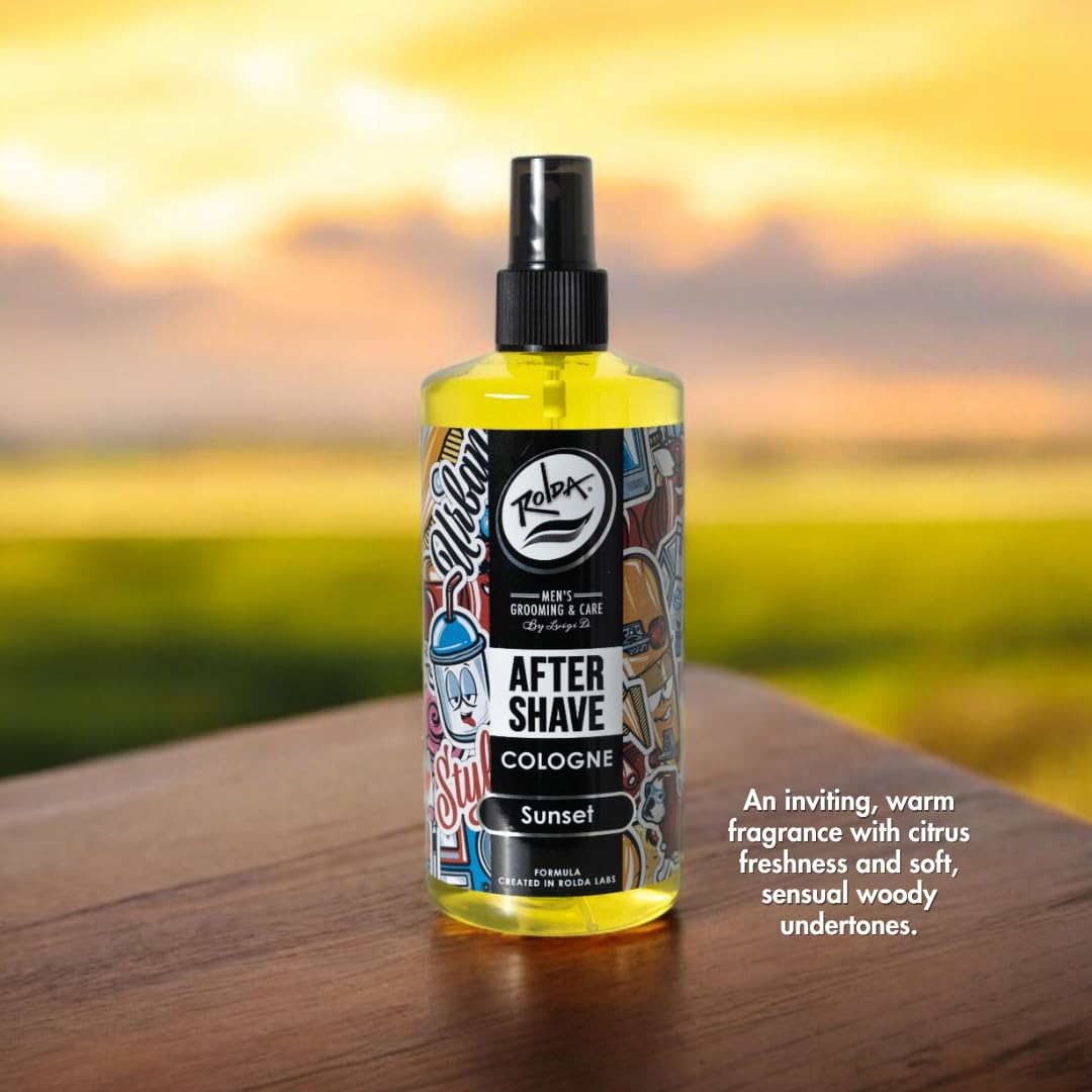 Rolda Sunset close-up shows masculine citrus fragrance notes