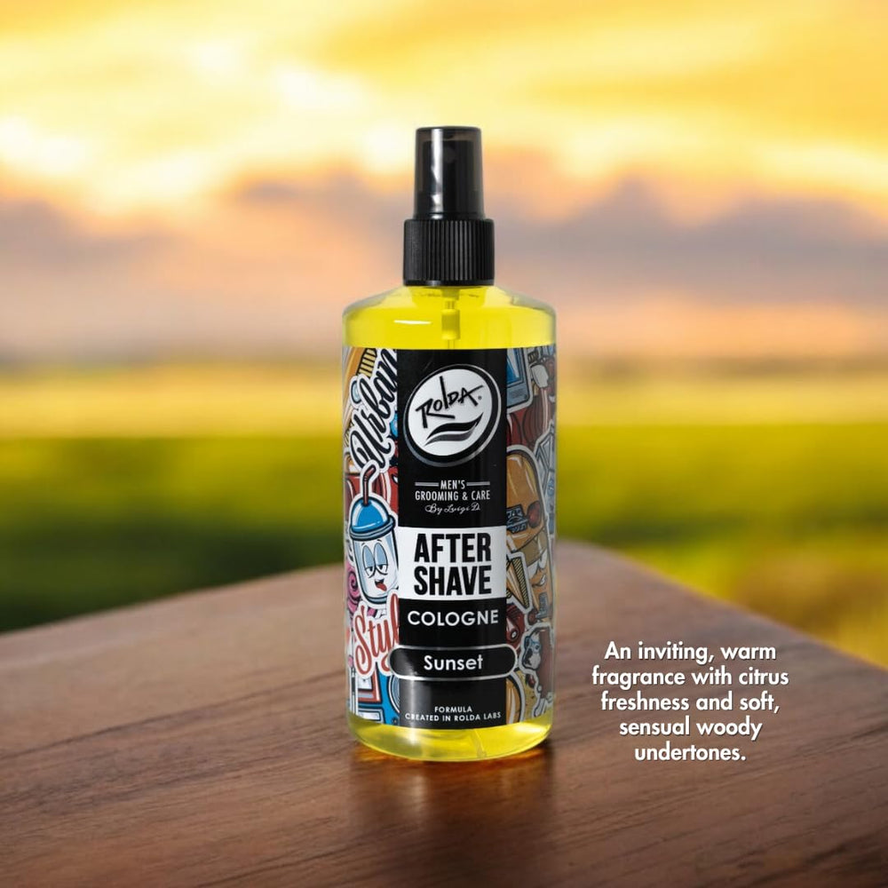 Rolda Sunset close-up shows masculine citrus fragrance notes