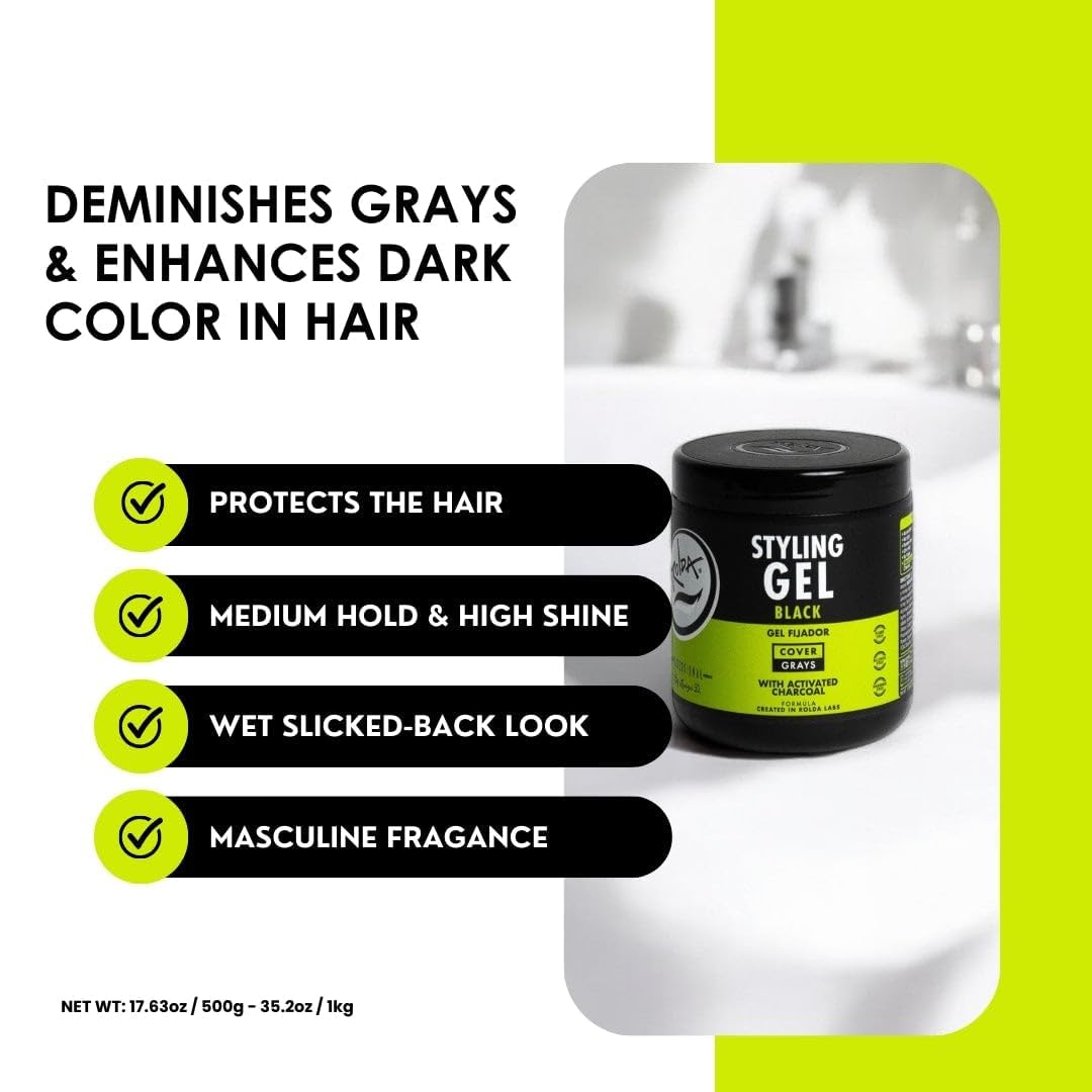 Rolda Temporary black dye gel colors strands and covers gray areas.