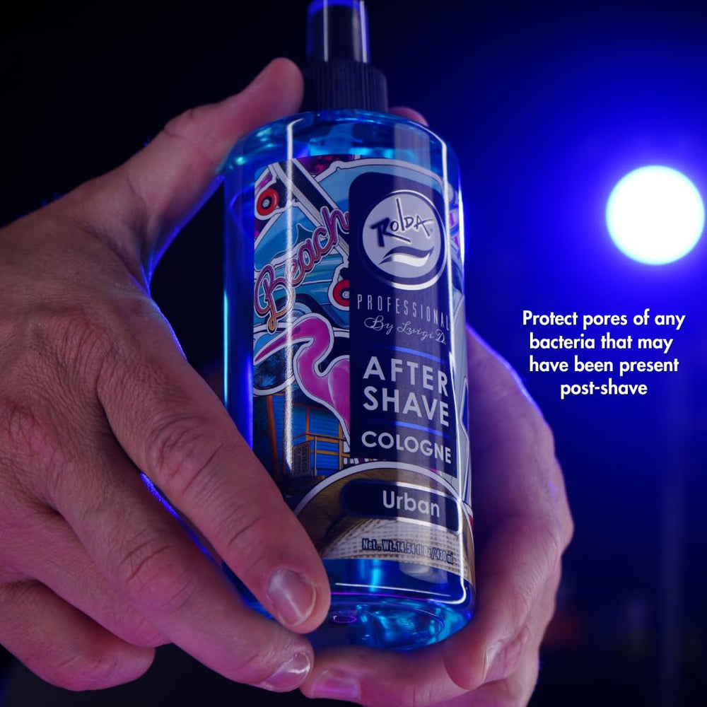 Rolda Urban After Shave Tonic marine-ozone note on bottle, fresh outdoorsy vibe.