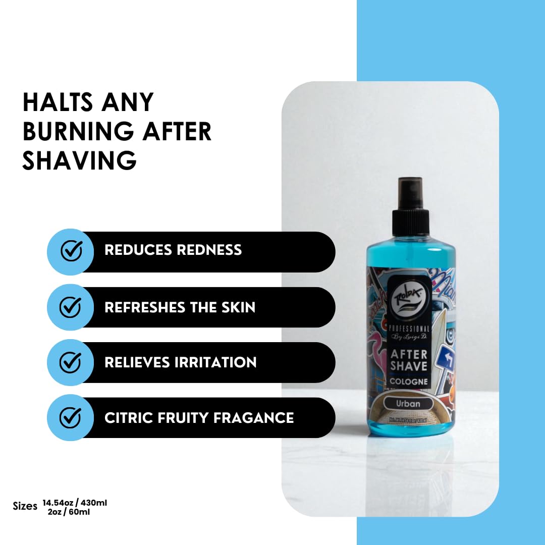Rolda Urban After Shave Tonic after-shave use on skin, promotes cleansing of shave areas.