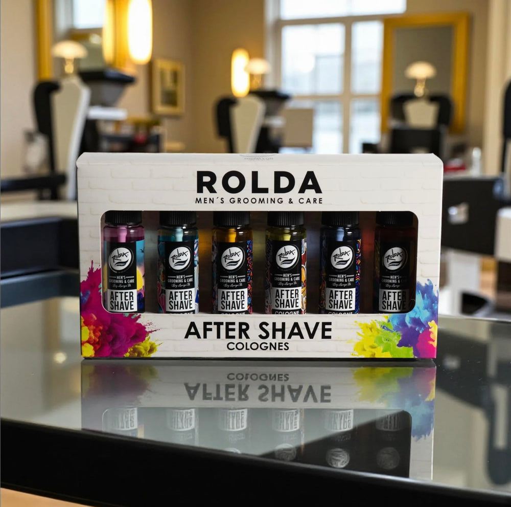 Barber-approved Rolda Urban Collection shown in a barbershop context.