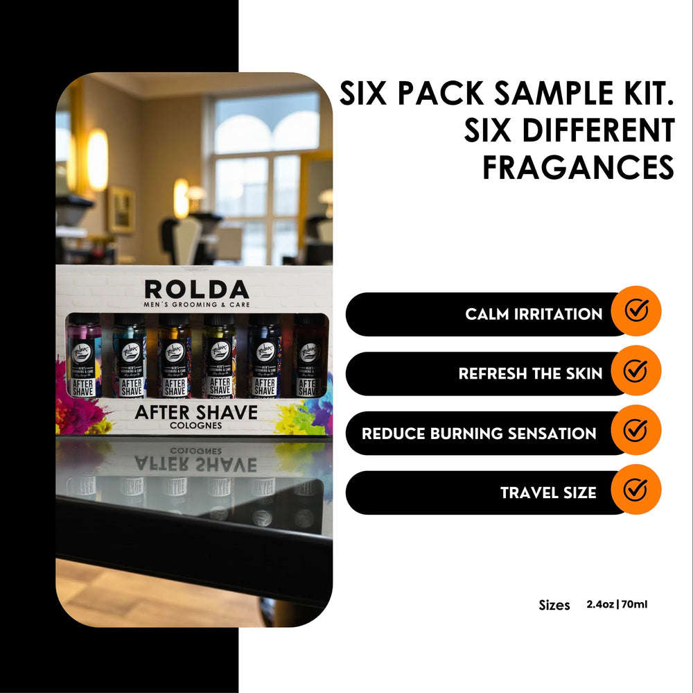 Rolda aftershave bottle in daily grooming setup for post-shave refreshment.