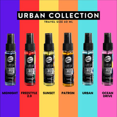Packaging display of Rolda Urban Collection aftershave with six full-size tonics.