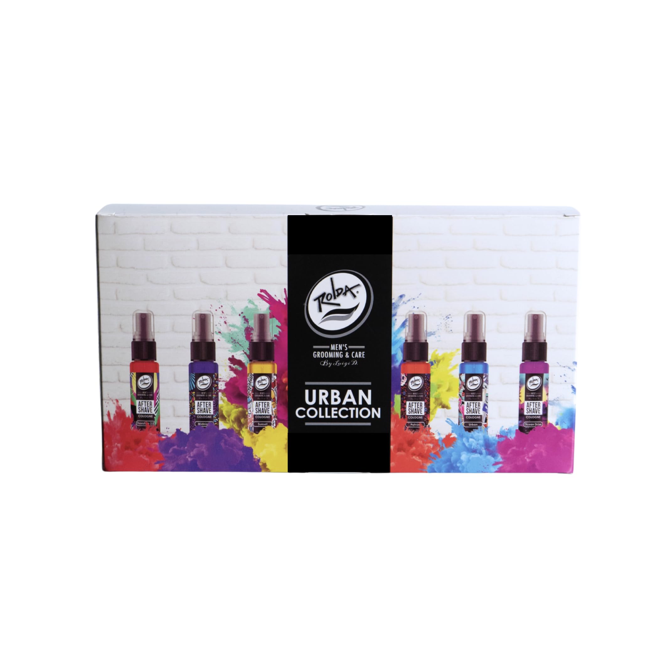 Six-tonic lineup from Rolda Urban Collection for versatile grooming needs.