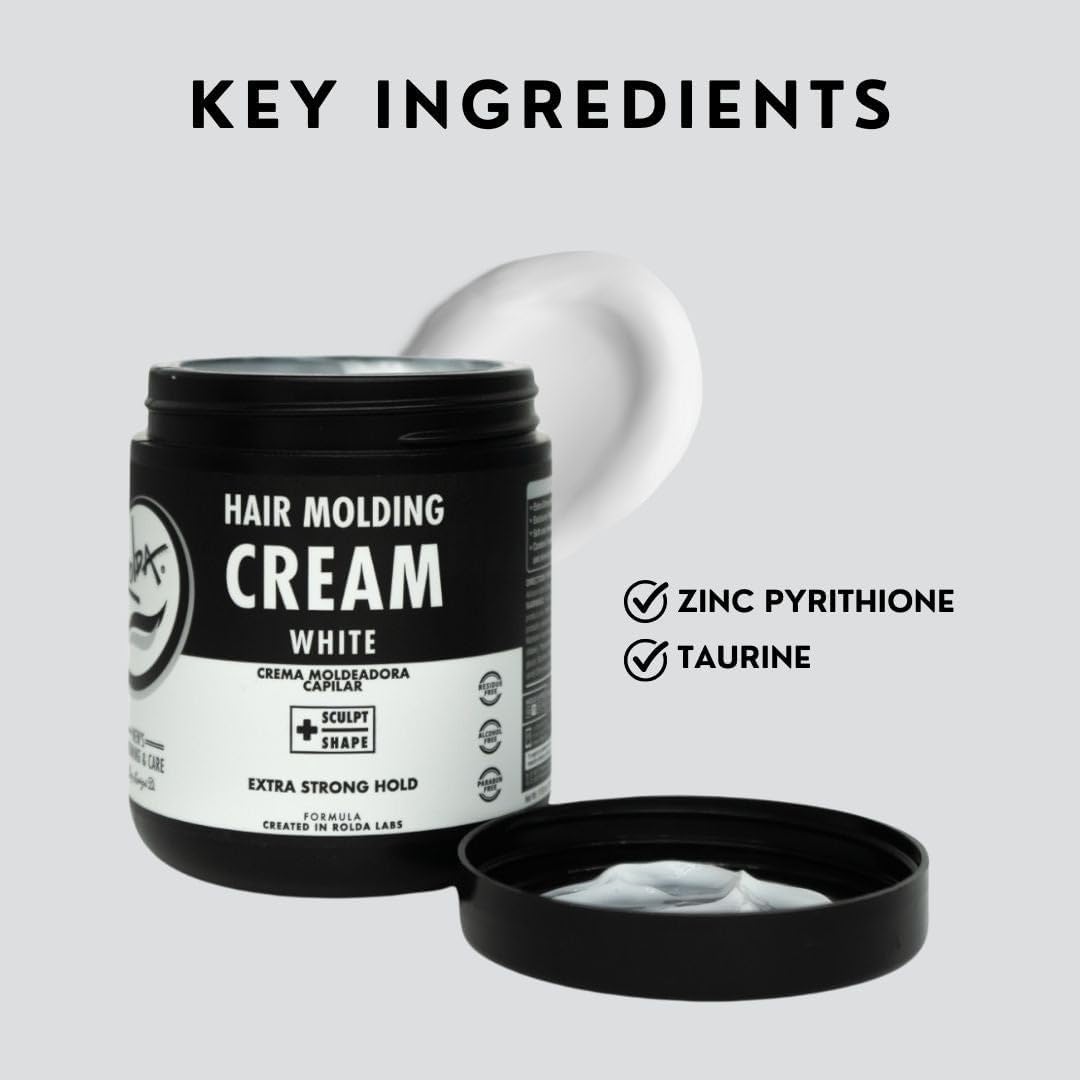 Rolda White Molding Hair Cream hands applying through hair for control
