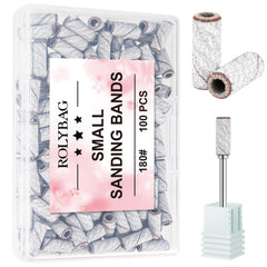 Rolybag 100pcs sanding bands in zebra case for organized nail prep.