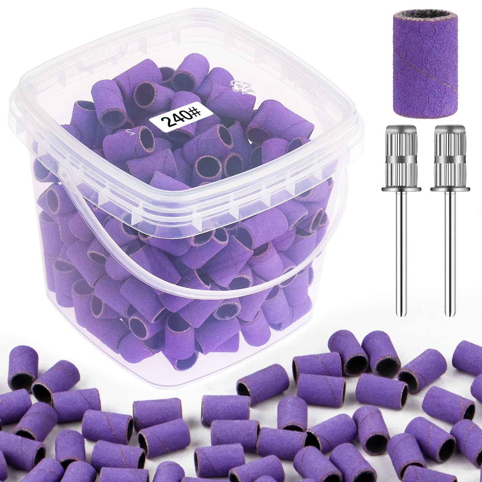 Rolybag sanding bands 240 grit purple, 200pcs, ideal for precise shaping and polishing nails.