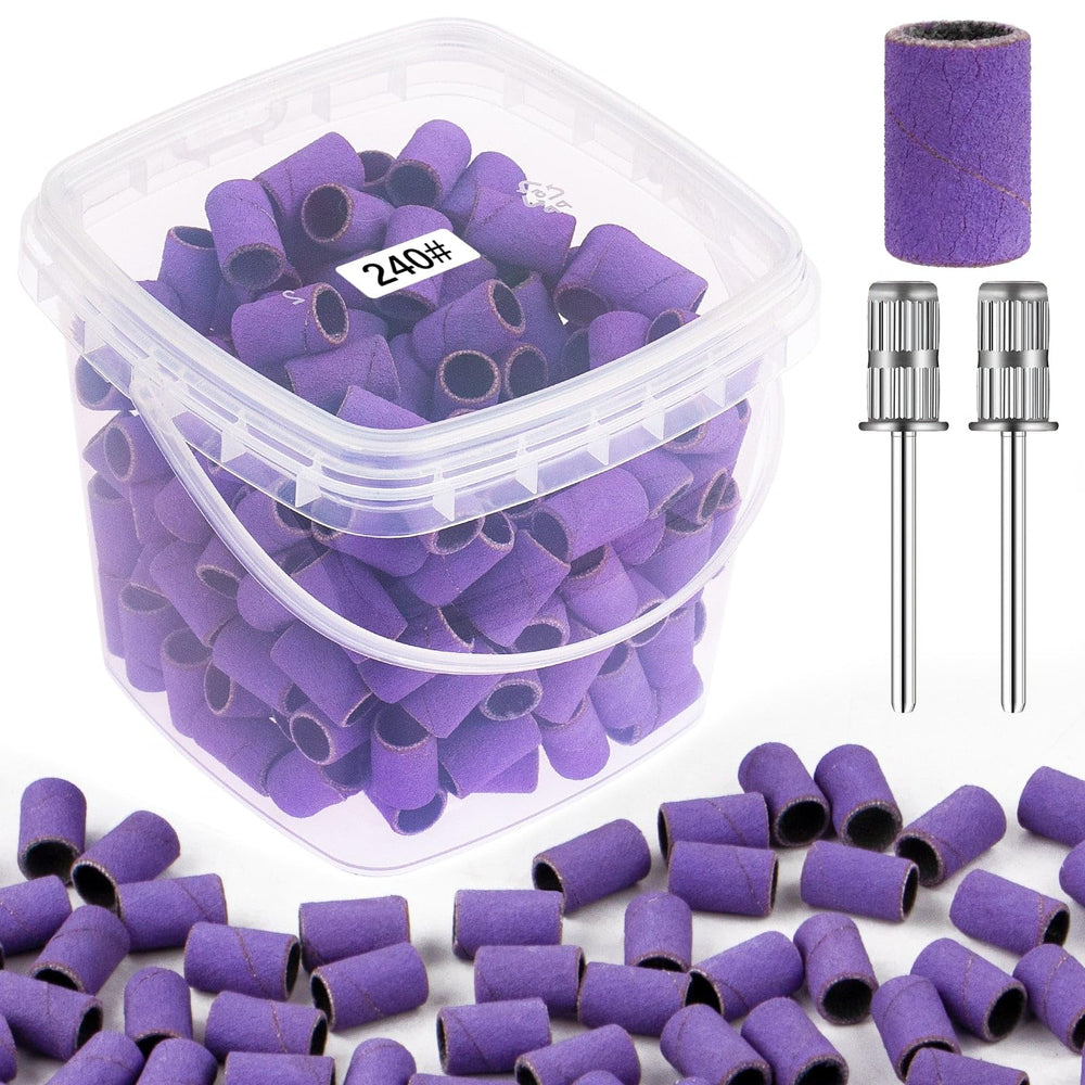 Rolybag sanding bands 240 grit purple, 200pcs, ideal for precise shaping and polishing nails.