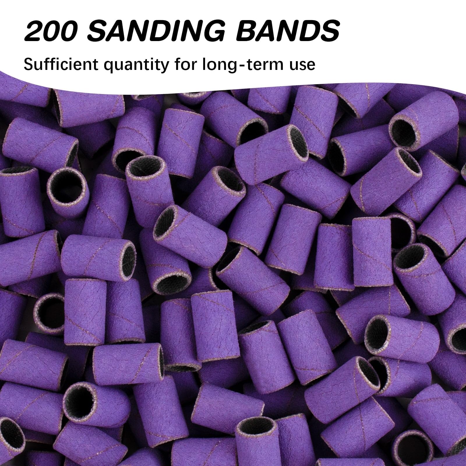 Rolybag storage bucket holds sanding bands, portable organization for salon or home use.