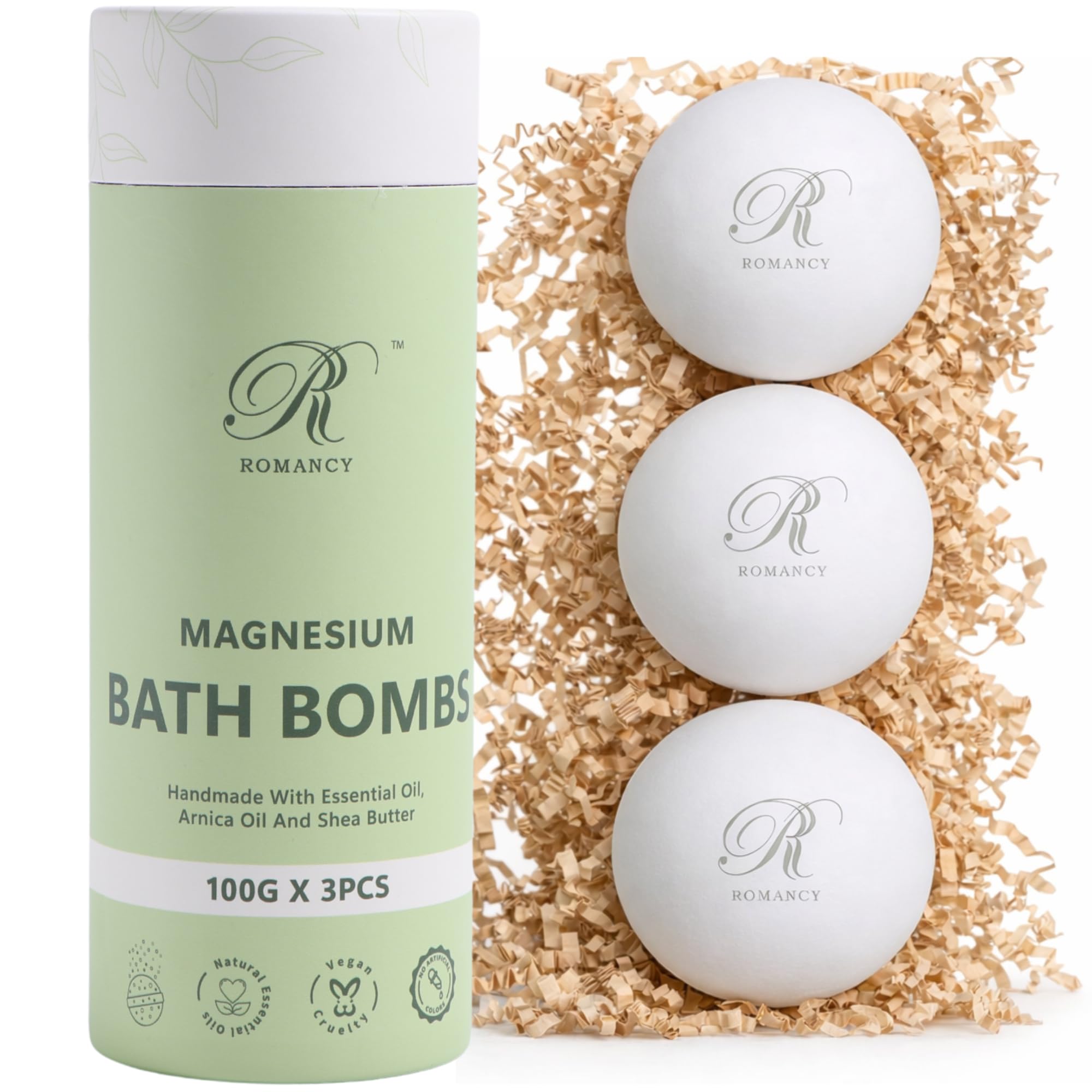 Romancy magnesium bath bombs xl gift box, luxurious self-care gift experience.