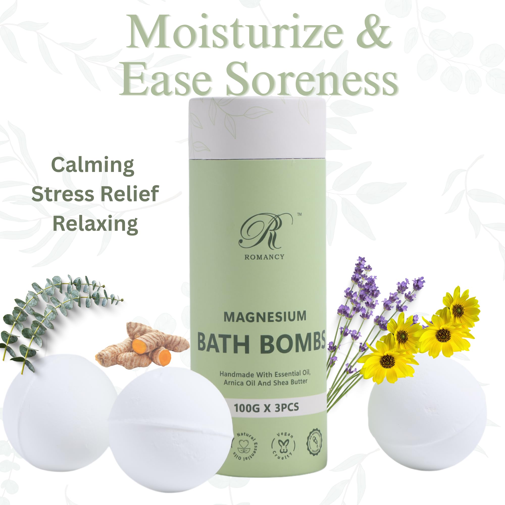 Romancy bath bombs offer post-workout recovery hints through magnesium and arnica infusion.
