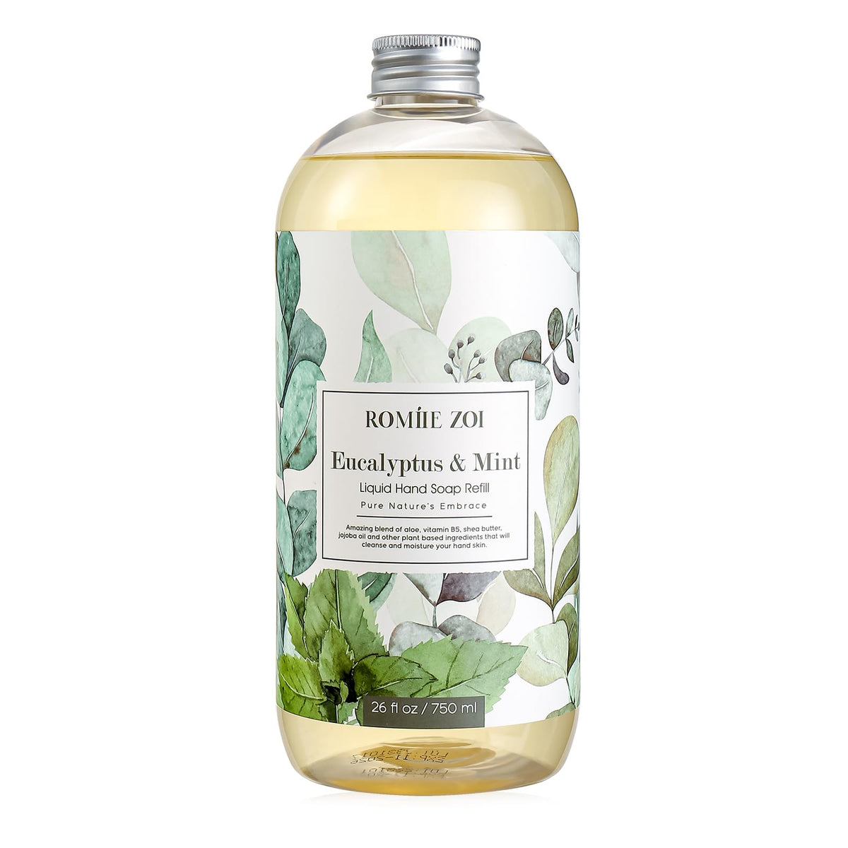 ROMIIE ZOI hand soap refill bottle with eucalyptus mint scent for refreshing handwashing