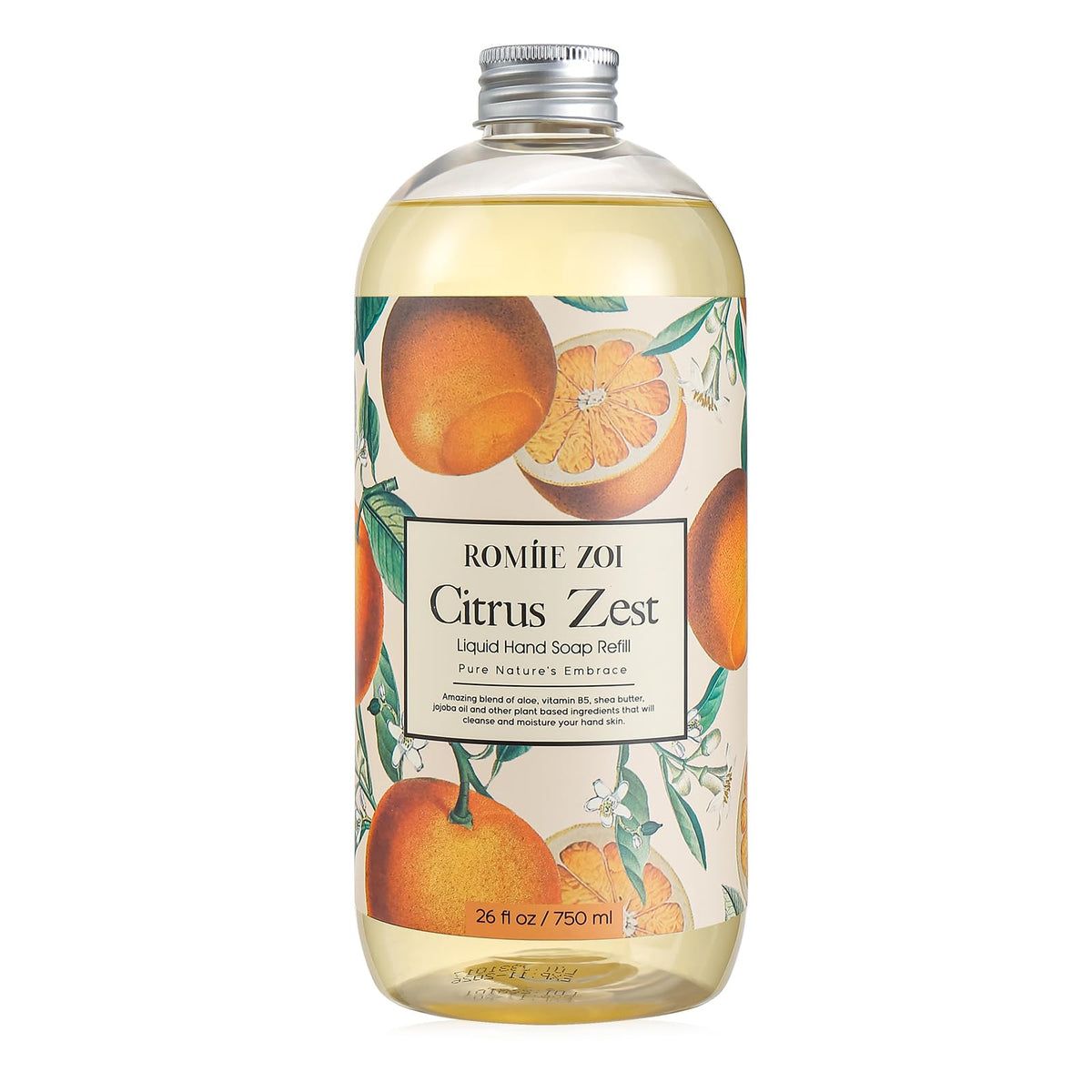 ROMIIE ZOI hand soap refill bottle with citrus zest aroma for a refreshing wash