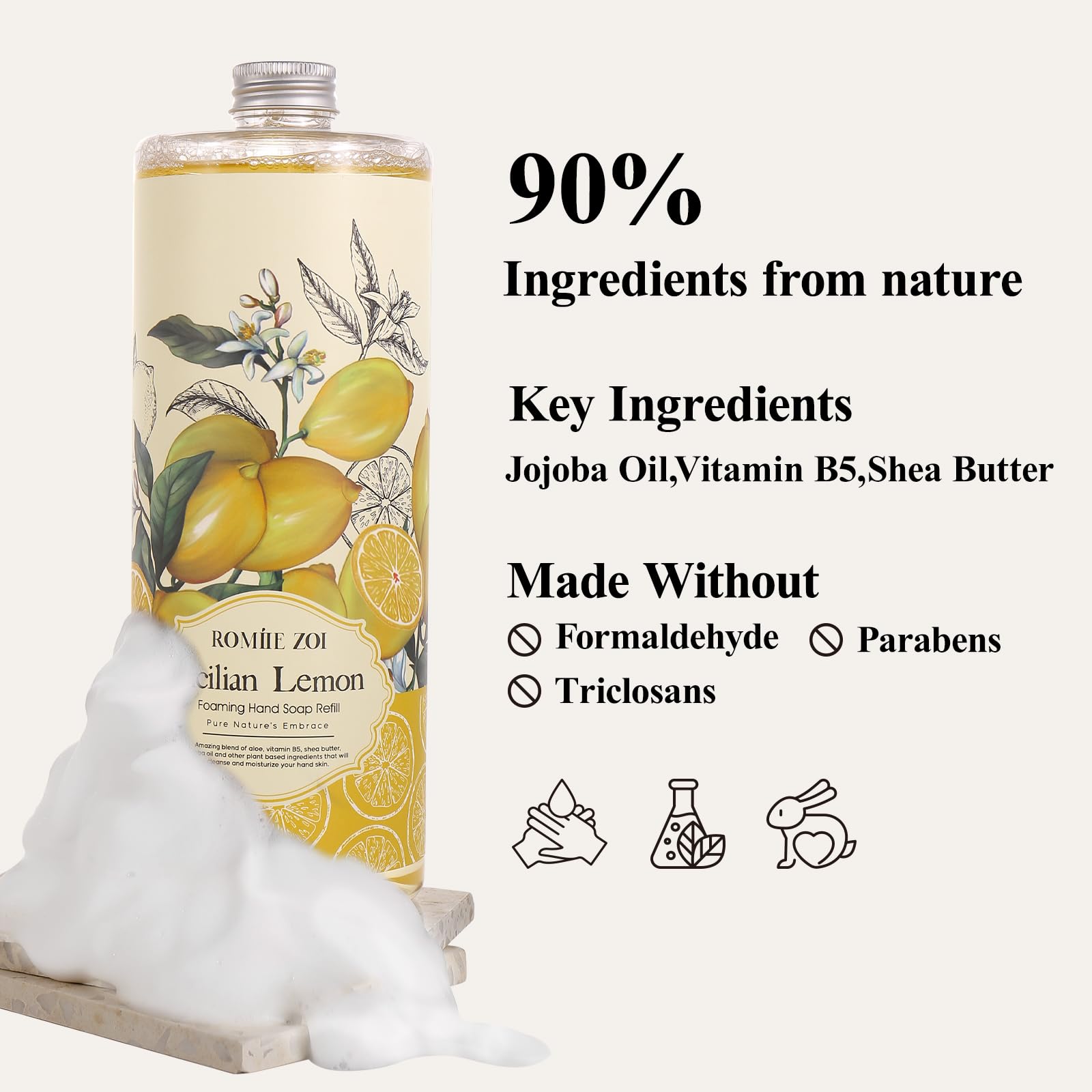 ROMIIE ZOI foaming action creates rich lather with less product per wash
