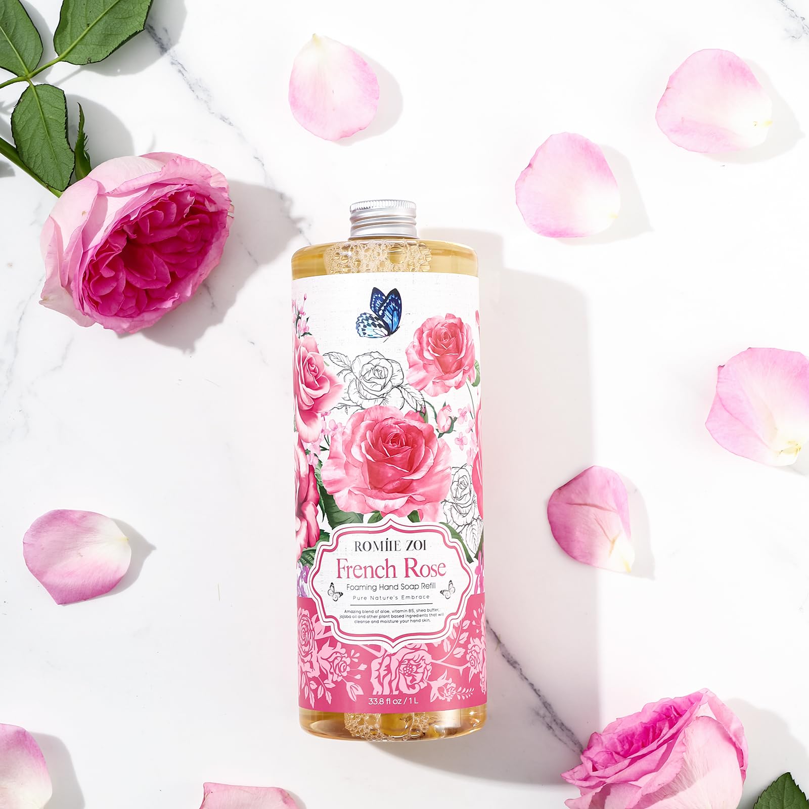 ROMIIE ZOI bottle label featuring jojoba oil and Vitamin B5 for nourished hands