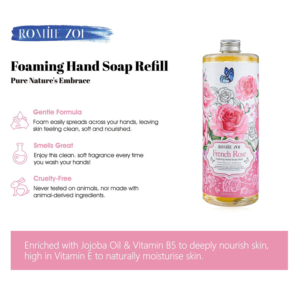 ROMIIE ZOI rose fragrance lather close-up showing rich foam and luxury