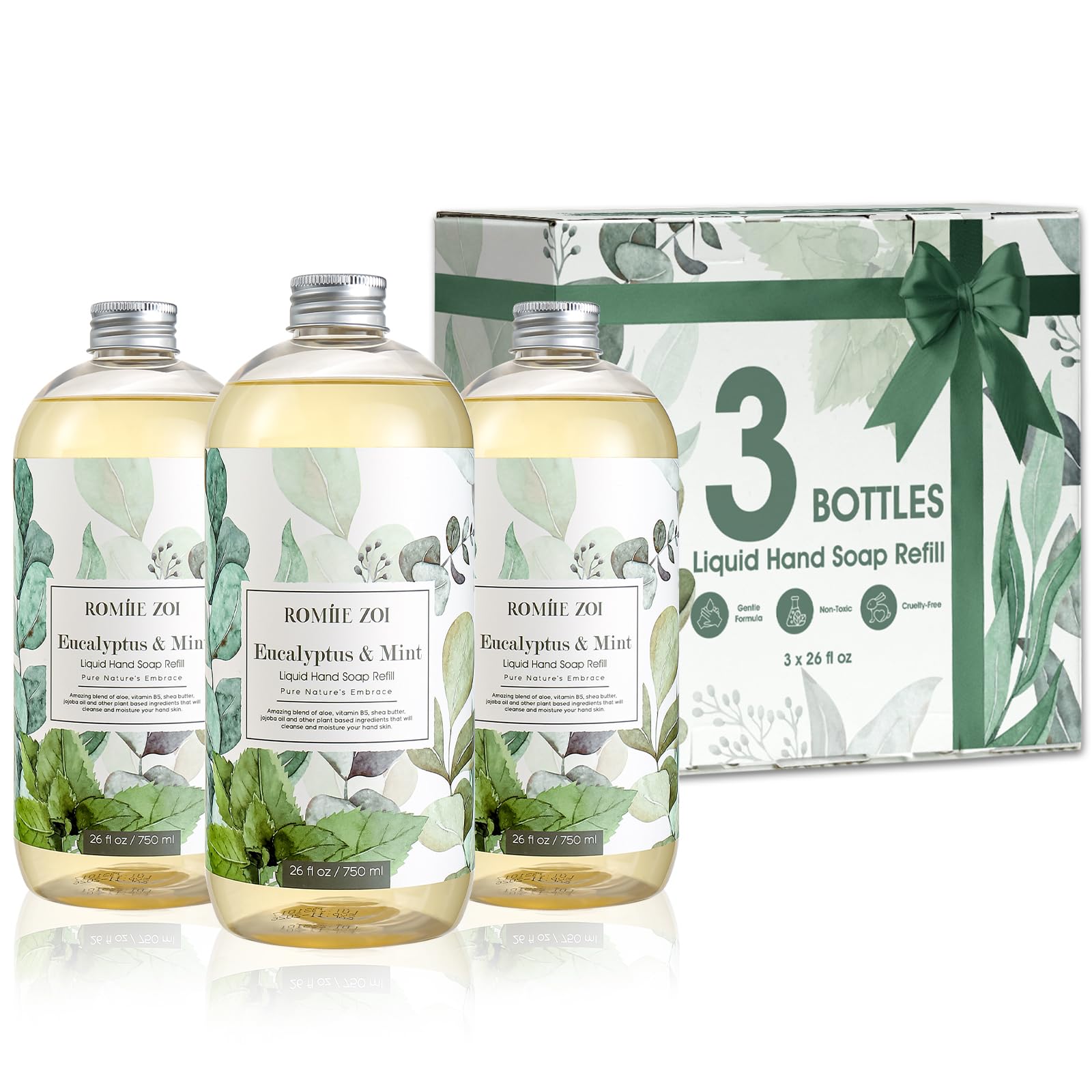 ROMIIE ZOI eucalyptus-mint bottle front view for a refreshing hand wash routine