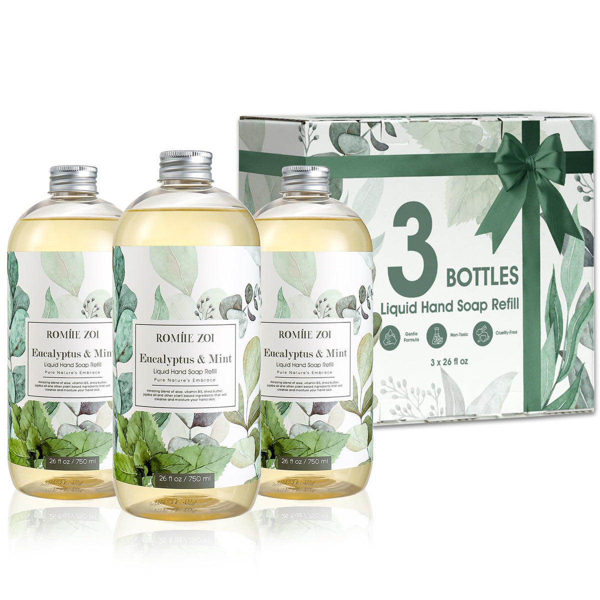 ROMIIE ZOI eucalyptus-mint bottle front view for a refreshing hand wash routine