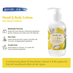 ROMIIE ZOI lotion label close-up highlights natural ingredients and fragrance