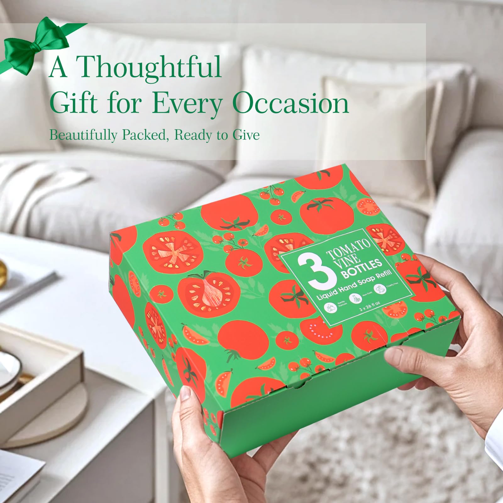 Eco-friendly packaging concept suitable for home, office, and guest bathrooms.