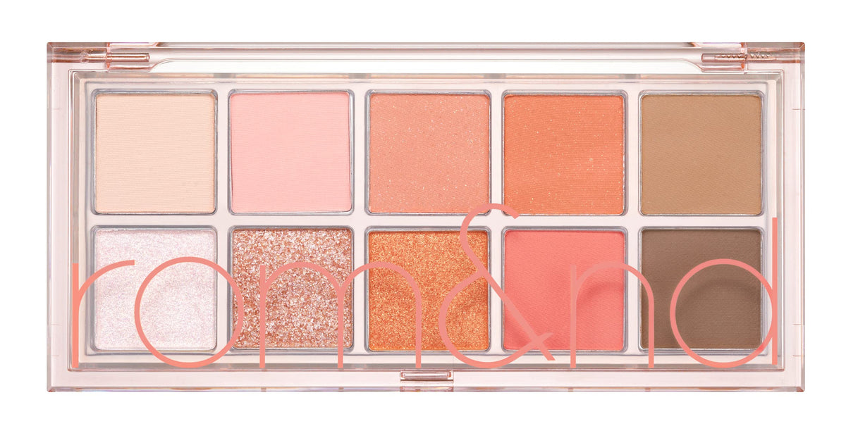 rom&nd Better Than Palette 102g Peach Dahlia Garden front cover shows warm peach tones for day-to-night looks