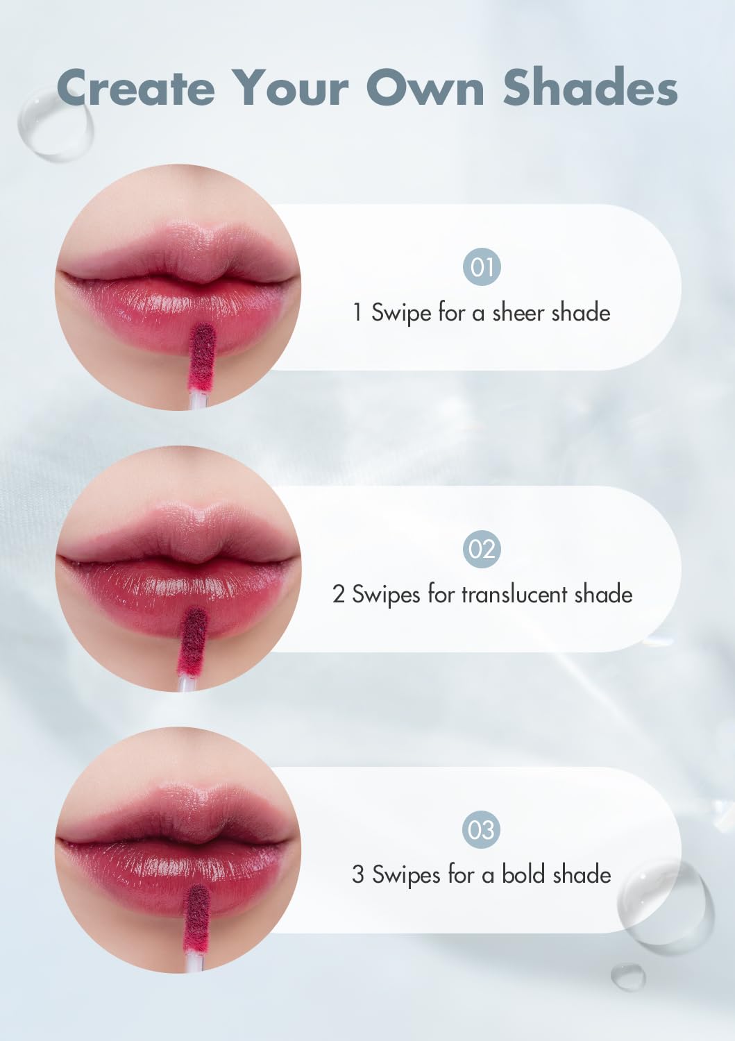 rom&nd DEWY·FUL Water Tint Salty Peach color range with vibrant options.