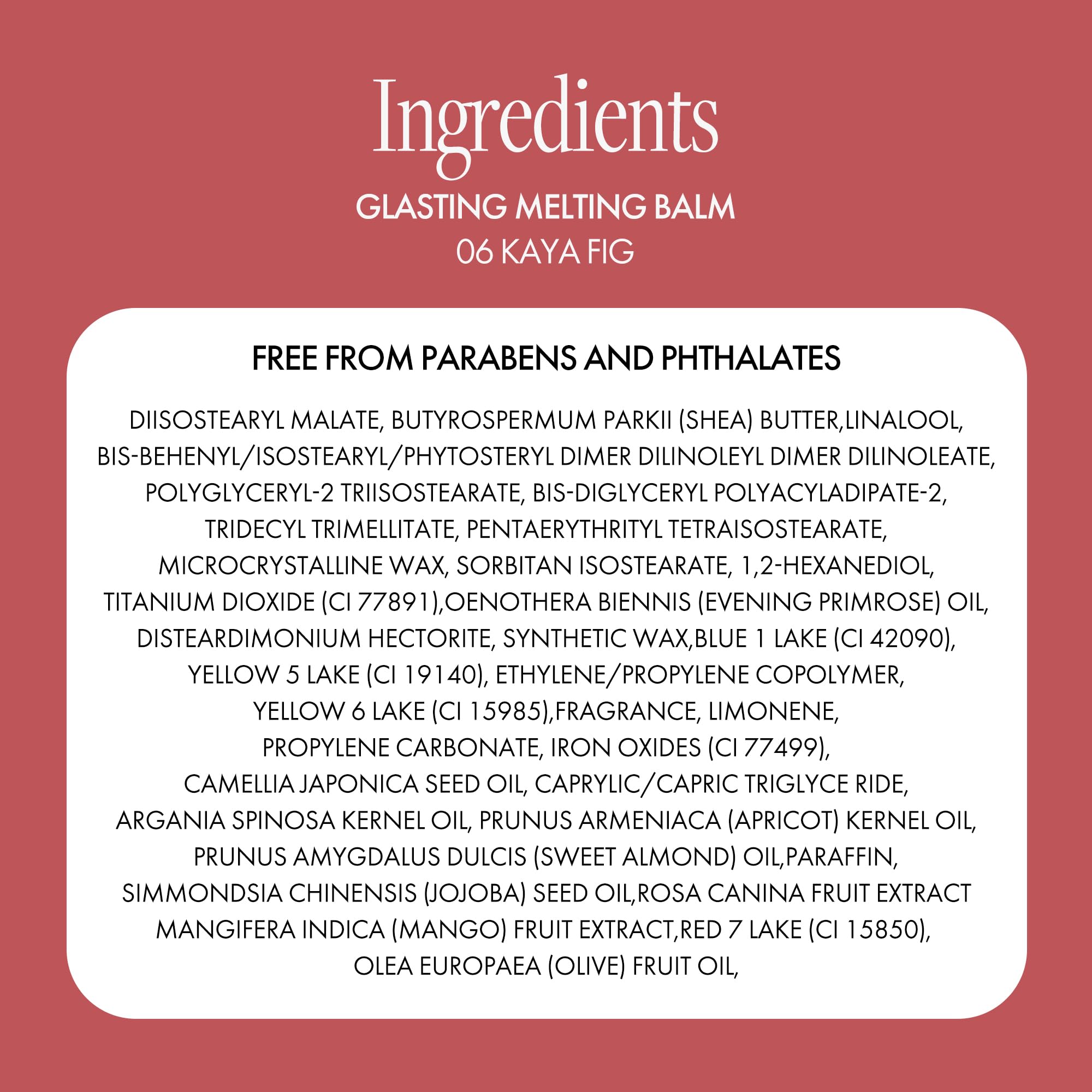 Rom&nd Glasting Melting Balm includes rosehip oil for conditioning lips.