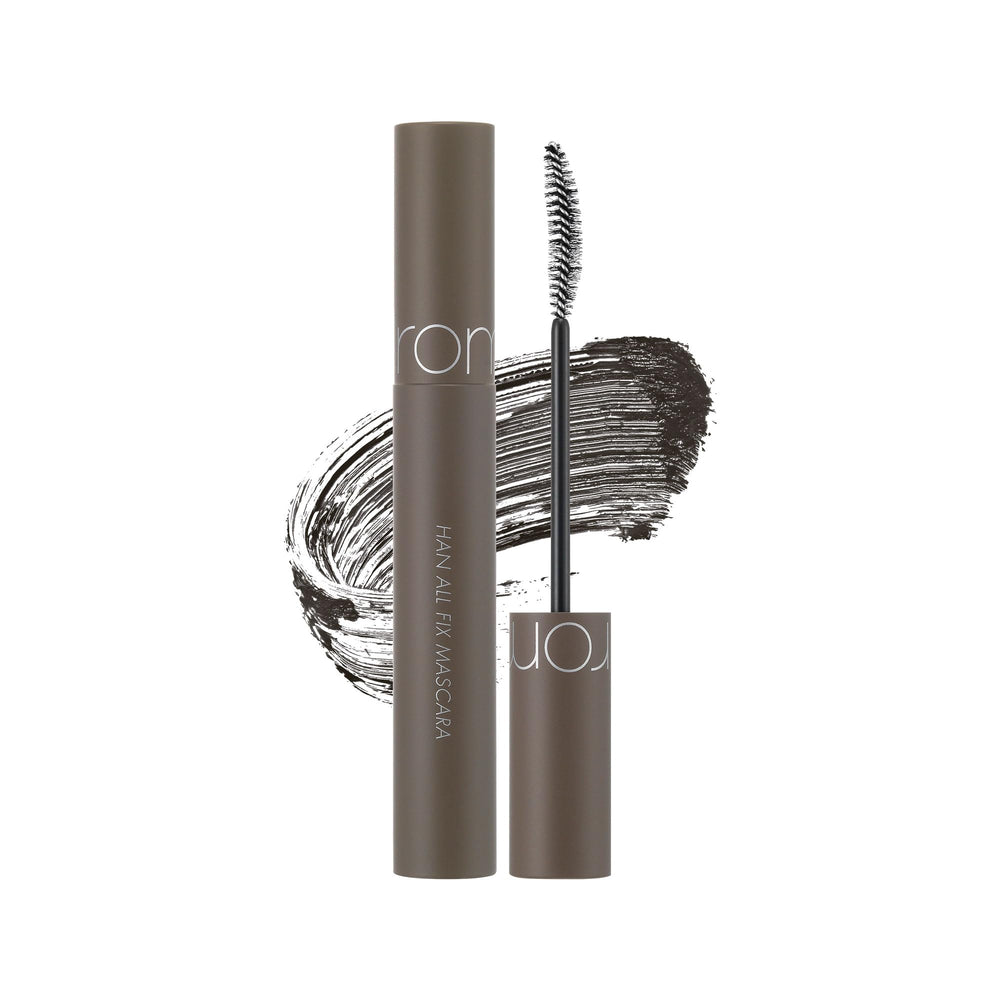Rom&nd Han All Fix Mascara packaging highlights waterproof formula for everyday wear.