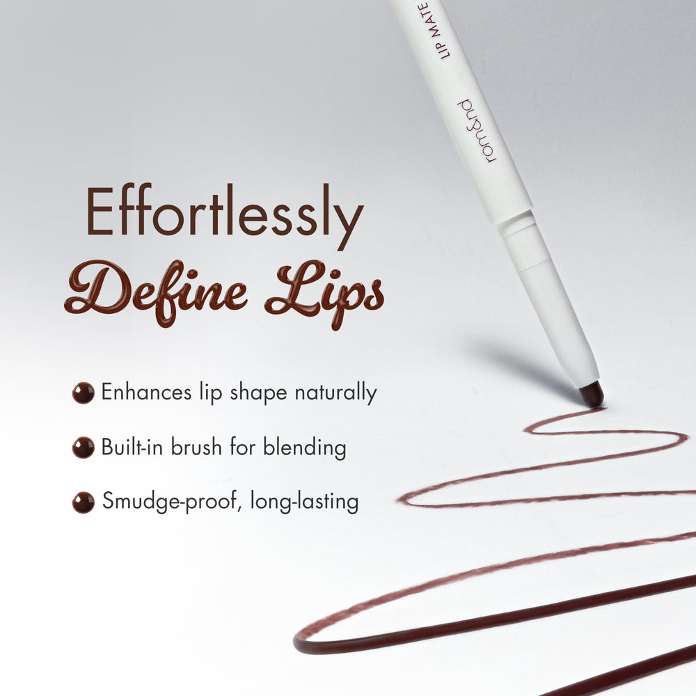 rom&nd Lip Mate Pencil 09 Plum Burgundy blending brush shows effortless edge softening.