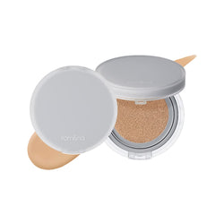Rom&nd Nu Zero Cushion 05 Sand 25 front view shows long-lasting semi-matte coverage.