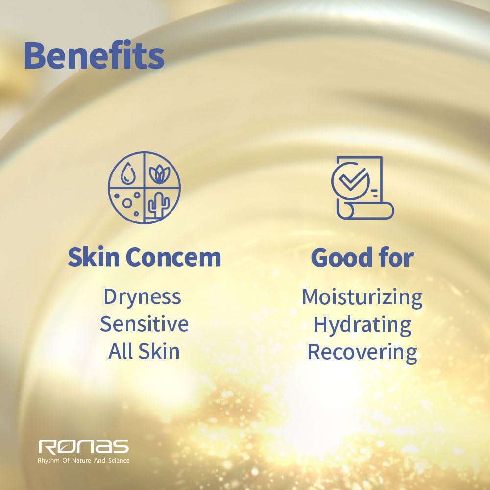 Ronas Stem Cell Solution hyaluronic acid illustration emphasizing deep hydration benefits.
