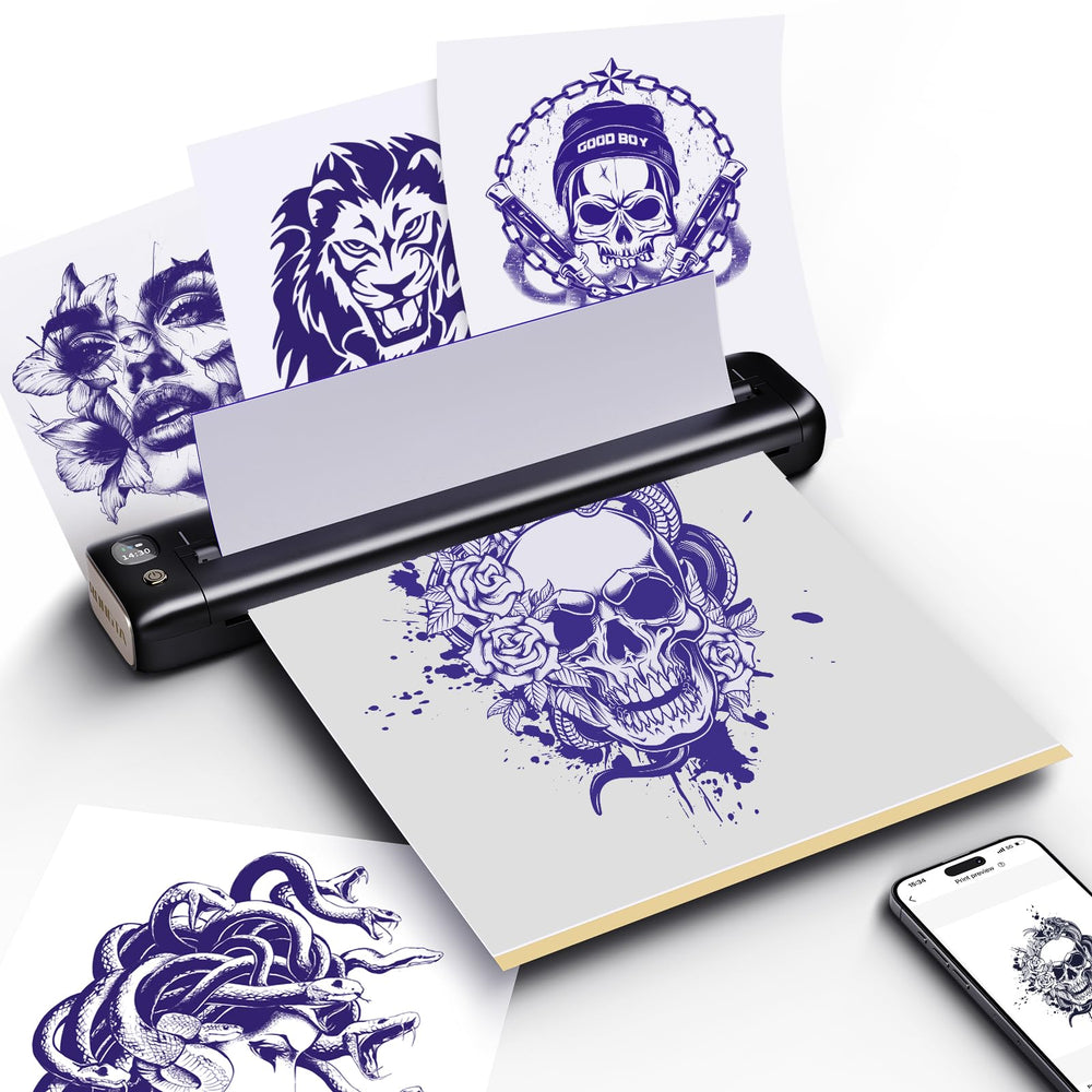 Rongta F81S portable tattoo stencil printer shown in compact form ideal for on-site work.