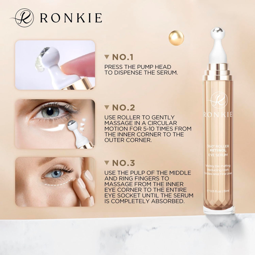 RONKIE eye cream applied to the under-eye area for a refreshed look.
