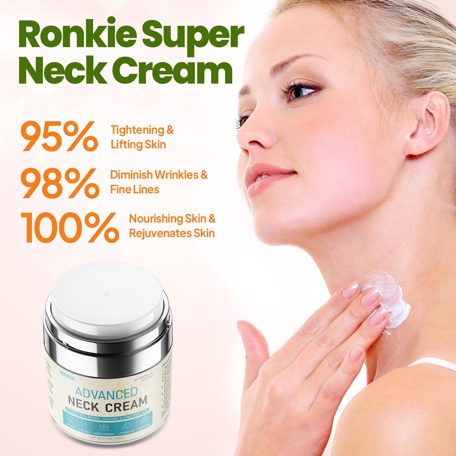 RONKIE Crème Cou Hydratation Profonde pour peau repulpée.