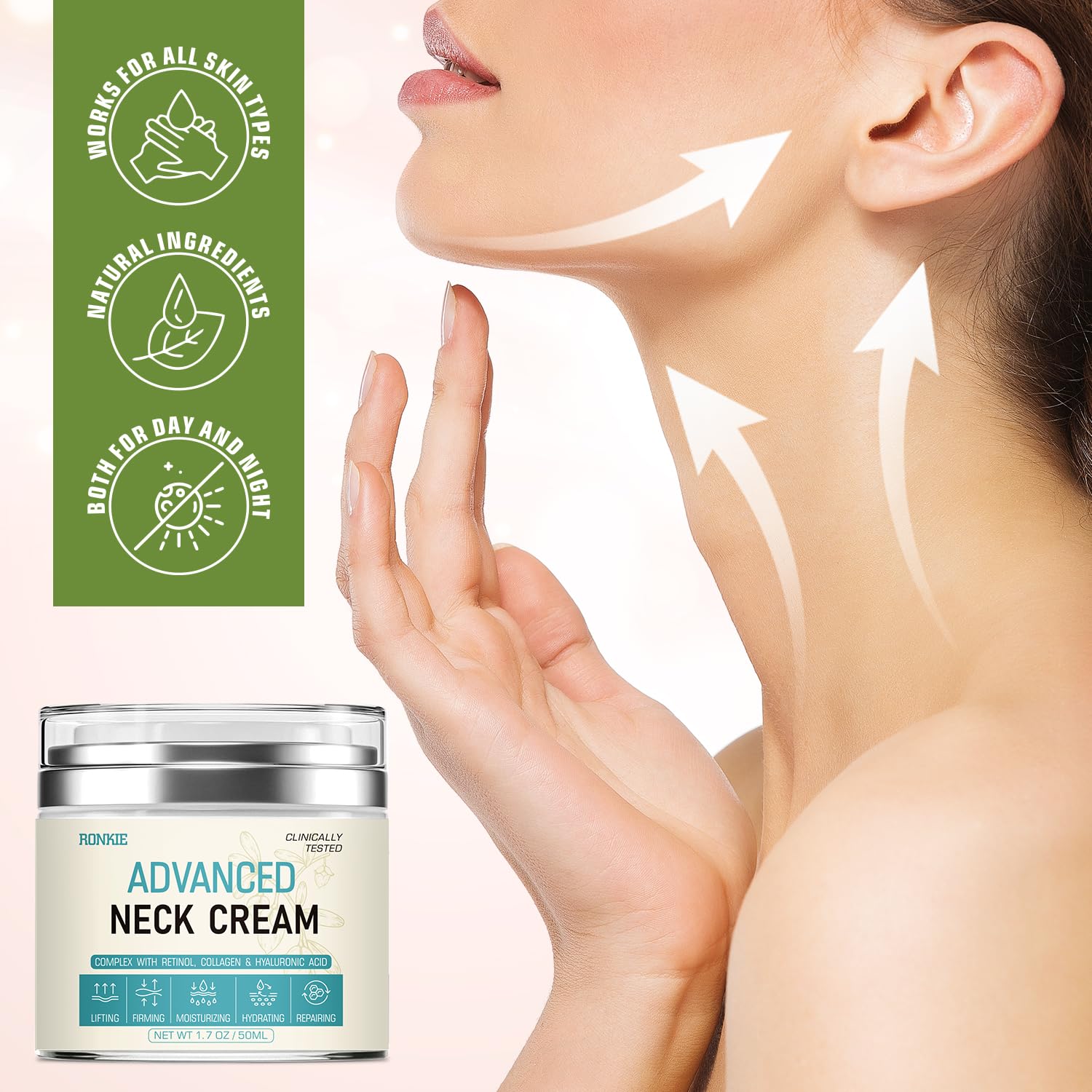 RONKIE Crème Cou Texture Satinée s’imprègne rapidement sans gras.