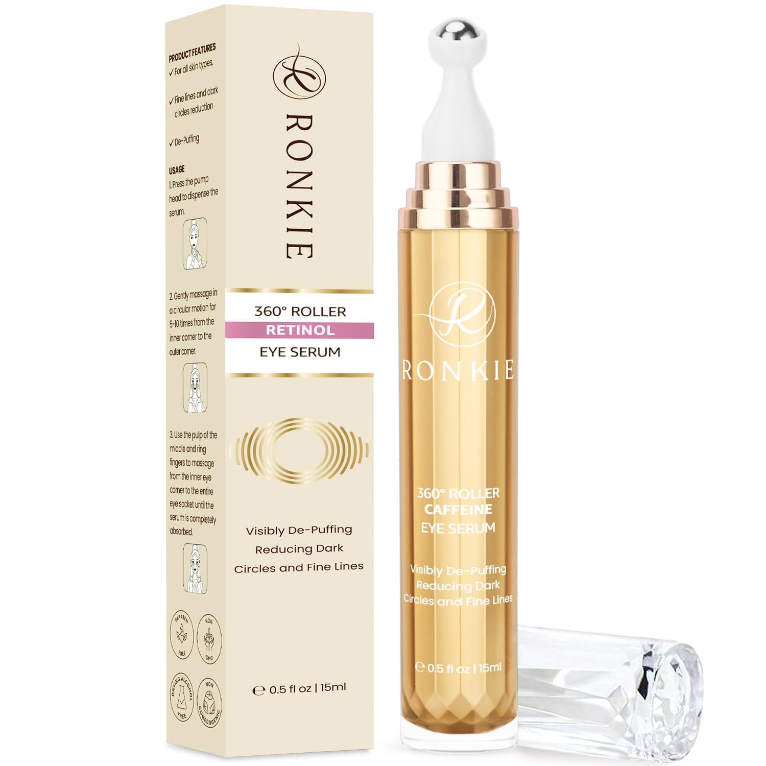 RONKIE eye cream tackles dark circles, brightening the under-eye area.