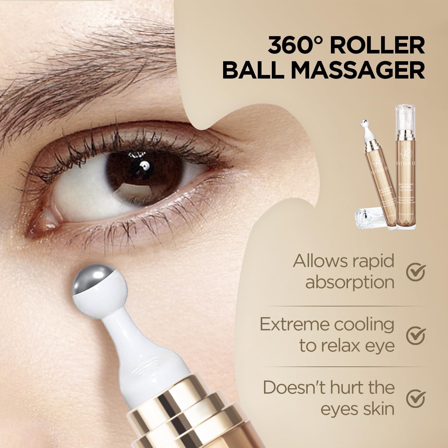RONKIE hyaluronic acid hydration leaves the under-eye skin smoother.