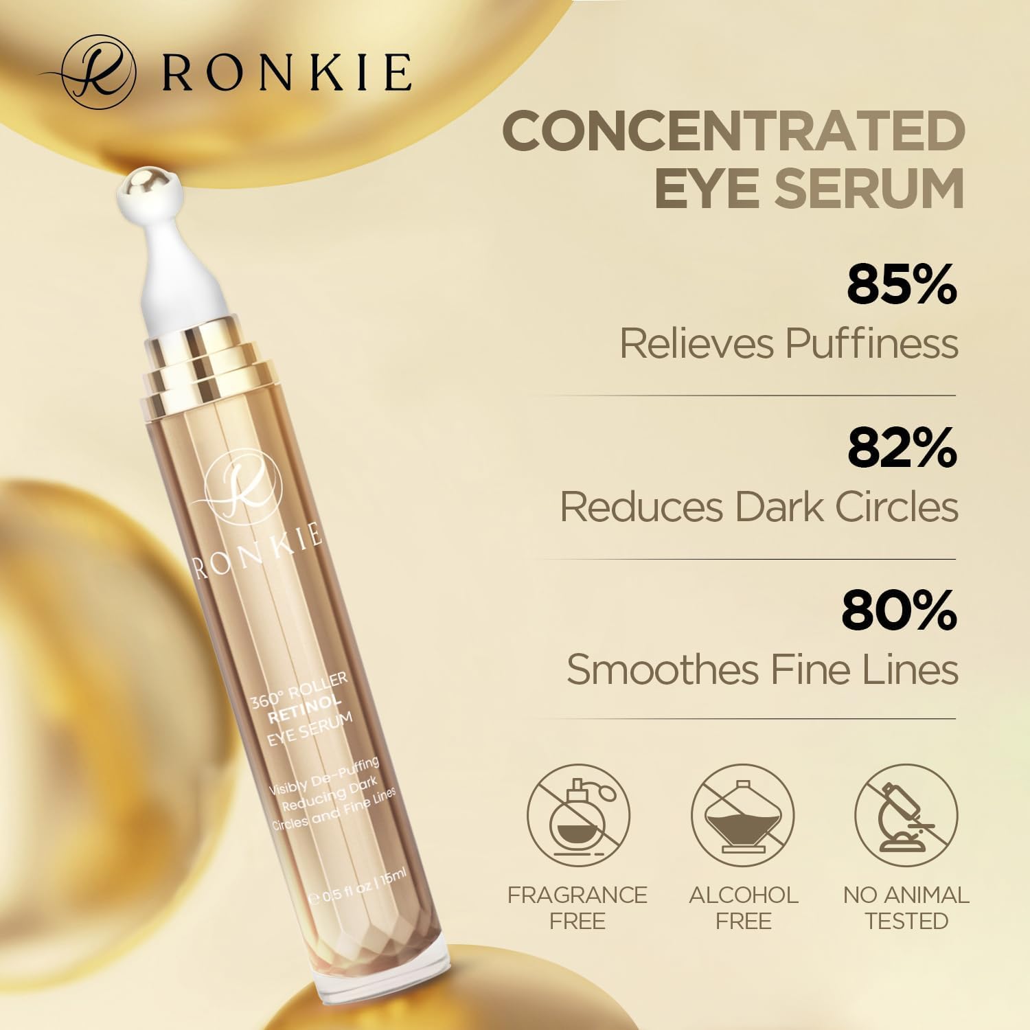 RONKIE eye-stick applies caffeine-retinol blend to reduce under-eye puffiness.