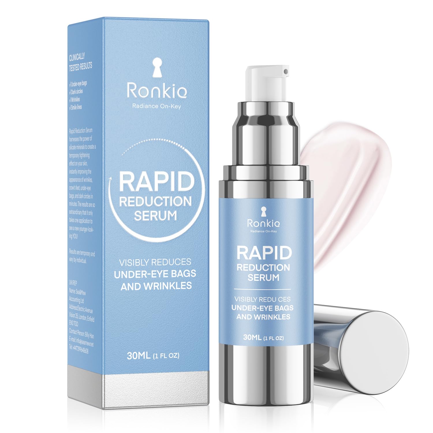 RONKIE Instant Eye Lift Cream jar for quick smoothing around the eyes.