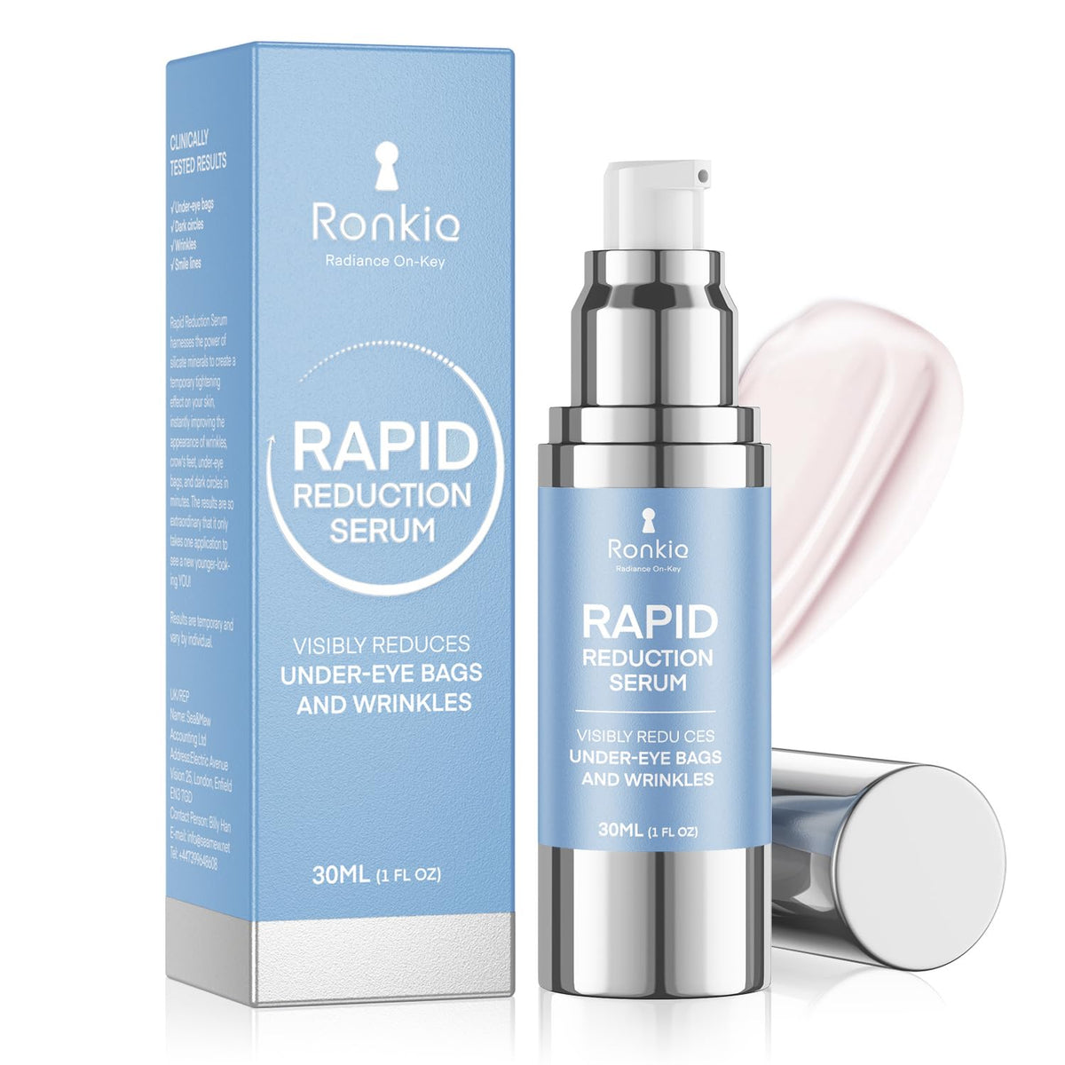 RONKIE Instant Eye Lift Cream jar for quick smoothing around the eyes.
