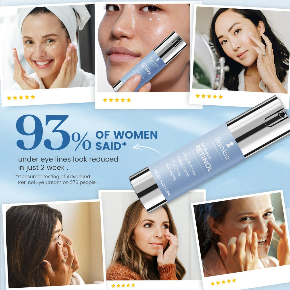 RONKIE Retinol Eye Cream helps reduce dark circles with antioxidant-rich formula.