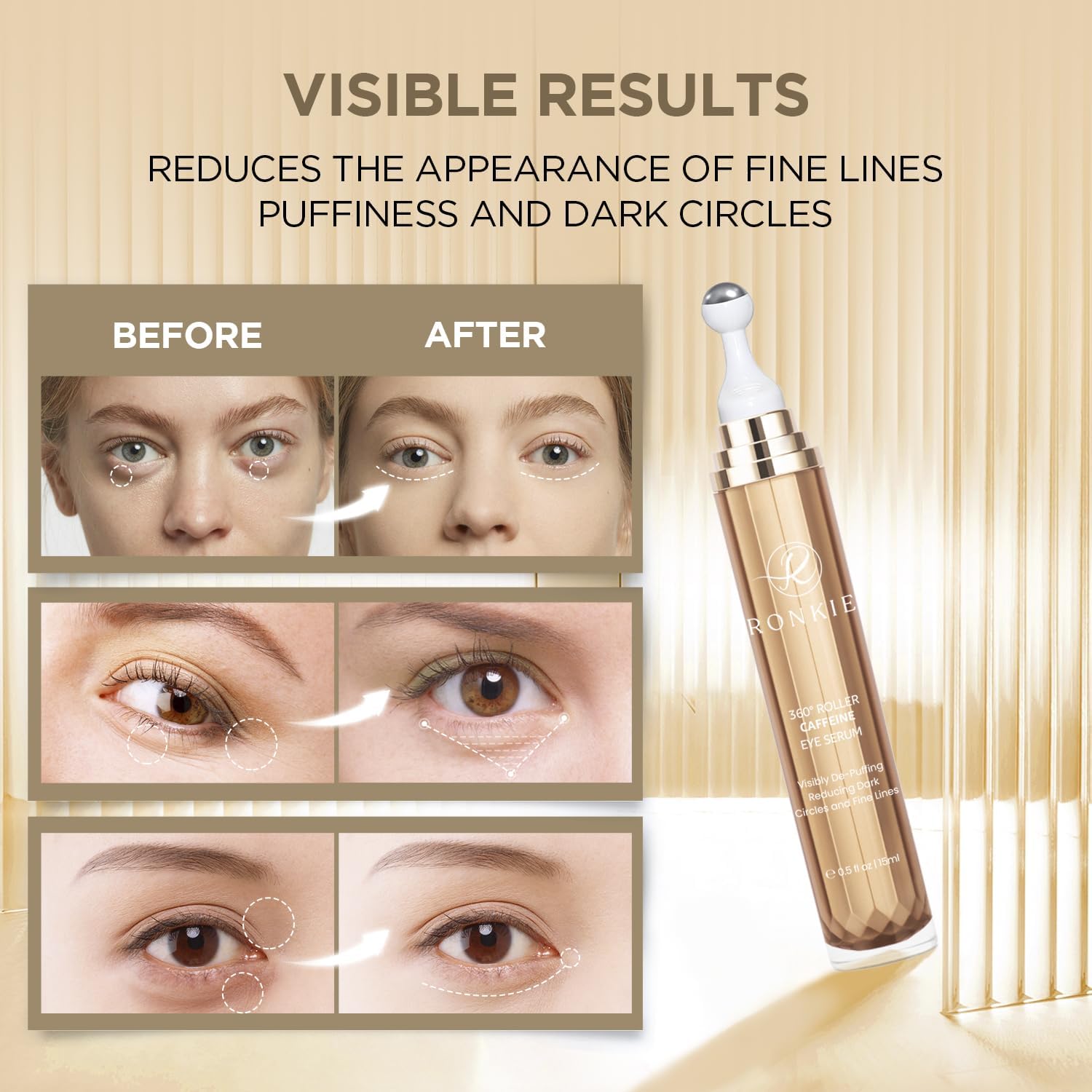 RONKIE eye stick demonstrates smoother-looking under-eye skin.