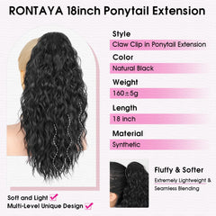 RONTAYA clip-on pony tail close-up shows secure one-step wear.